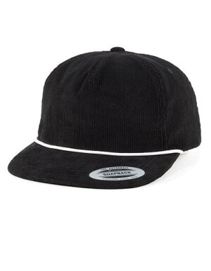 YP CLASSICS Unstructured Corduroy cap with braid rope — černá One Size
