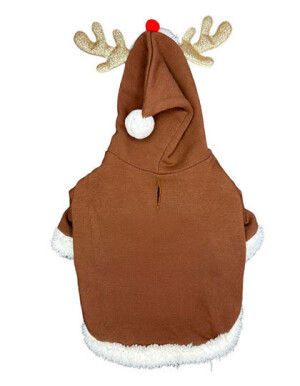 Dog Reindeer Hoodie — bílá, hnědá, přírodná XS