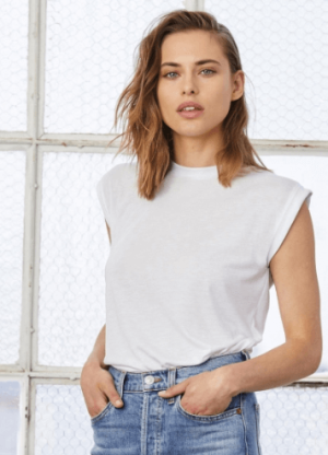 Women`s Flowy Muscle Tee Rolled Cuff - Reklamnepredmety