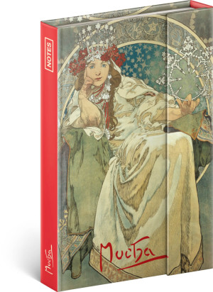 Notes Alfons Mucha – Princezná, linkovaný, 11 × 16 cm