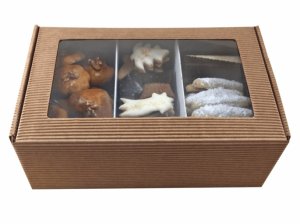 Máslové čajové pečivo + perníky, poměr 1: 1, kartonová krabička kraft - Reklamnepredmety