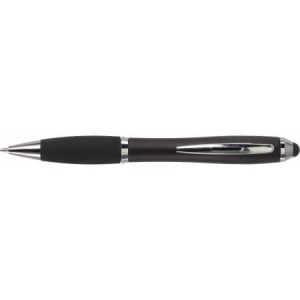 Kuličkové pero s černým gumovým držadlem a stylusem - Reklamnepredmety