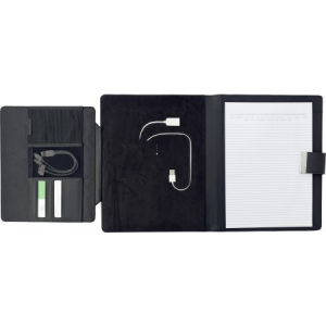 Složka A4 PU s power bank a tabletovým držákem, černá