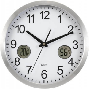 Plast, nástěnné hodiny 30cm, stříbrné - Reklamnepredmety