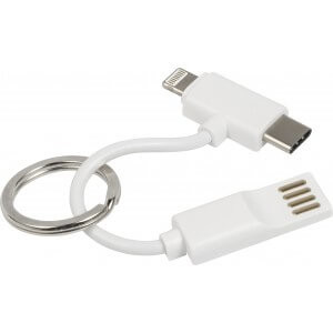 ABS USB cable on key ring, white - Reklamnepredmety