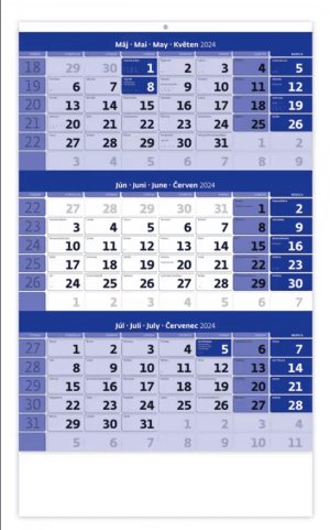 Tříměsíční kalendář, modrý - Reklamnepredmety