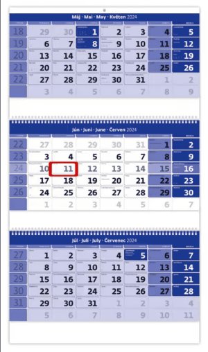 Tříměsíční kalendář, modrý se spirálou - Reklamnepredmety