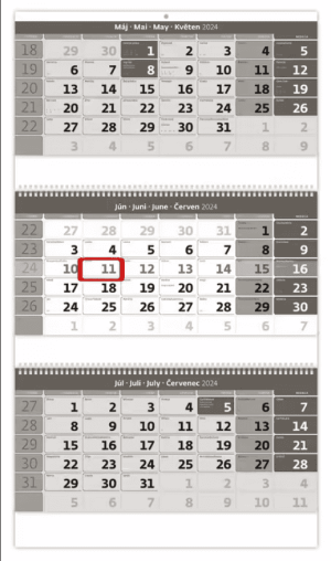 Tříměsíční kalendář šedý se spirálou - Reklamnepredmety