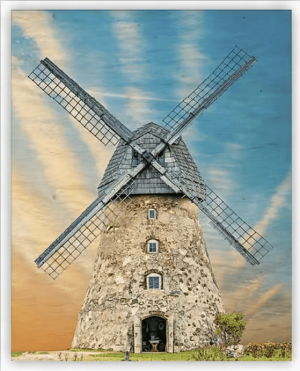 Dřevěný obraz Windmill - Reklamnepredmety