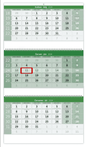 Čtyřměsíční kalendář GREEN na recyklovaném papíře - Reklamnepredmety