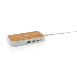 Bambusová bezdrátová nabíječka 5W s 3 USB výstupy