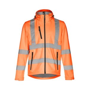Vysoce viditelná softshellová bunda pro muže, se snímatelnou kapucí ZAGREB WORK - Reklamnepredmety