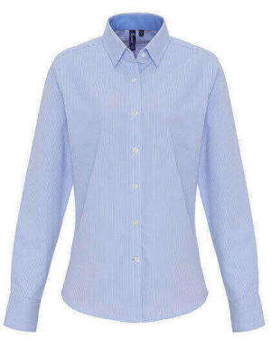 PW338 Ladies Cotton Rich Oxford Stripes Shirt - Reklamnepredmety