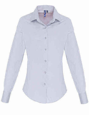 PW344 Ladies Stretch Fit Poplin Long Sleeve Cotton Shirt - Reklamnepredmety