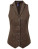 PW626 Ladies Herringbone Waistcoat - PW626_Brown-Check - variant Ls 1000296272