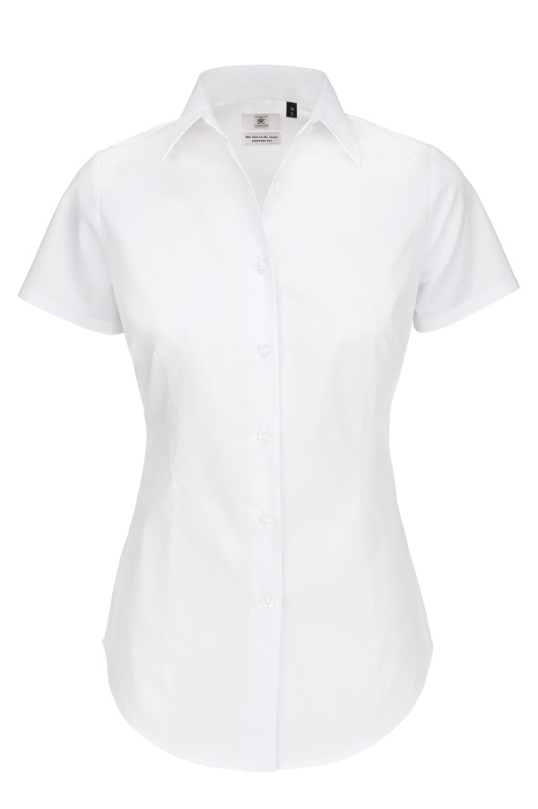 Popelínová elastická košile s krátkým rukávem