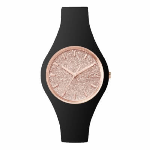 Černé náramkové hodinky se zlato-růžovým ciferníkem ICE glitter, malé - Reklamnepredmety