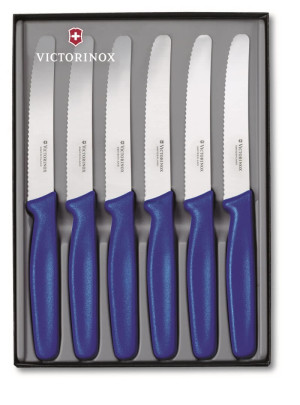 Modrá 6-dílná sada příborových nožů Victorinox – dárkové balení - Reklamnepredmety
