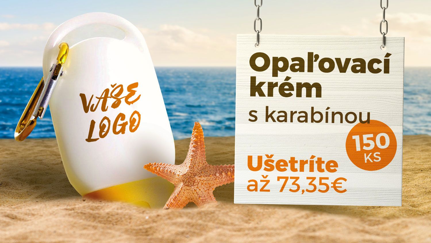Praktický opaľovací krém s karabínkou