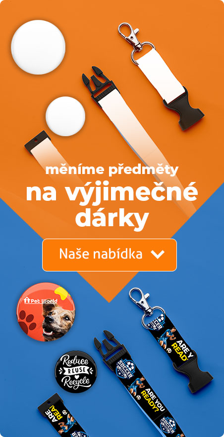 Odznaky, klíčenky, žetony, šňůrky na krk